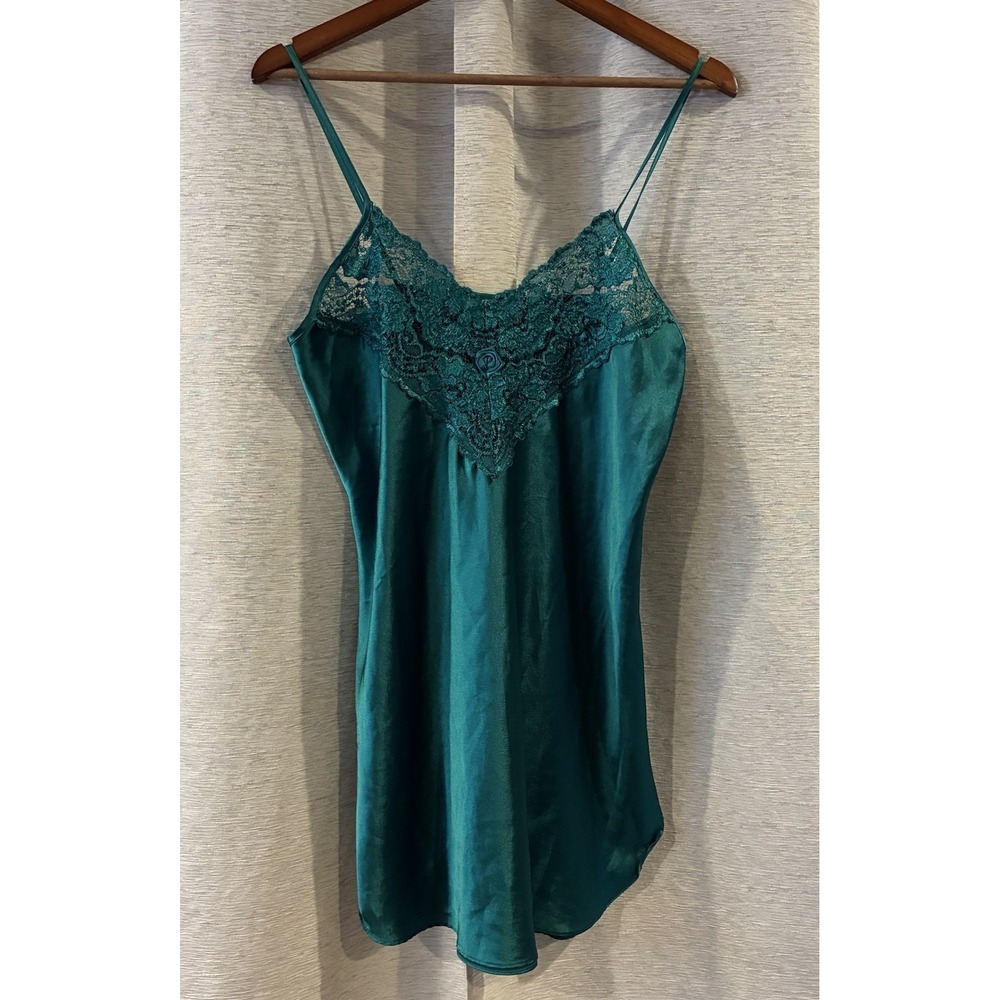Vintage Alexandra Nicole Nightgown Women Medium Green Lace Lingerie Nightie Mini